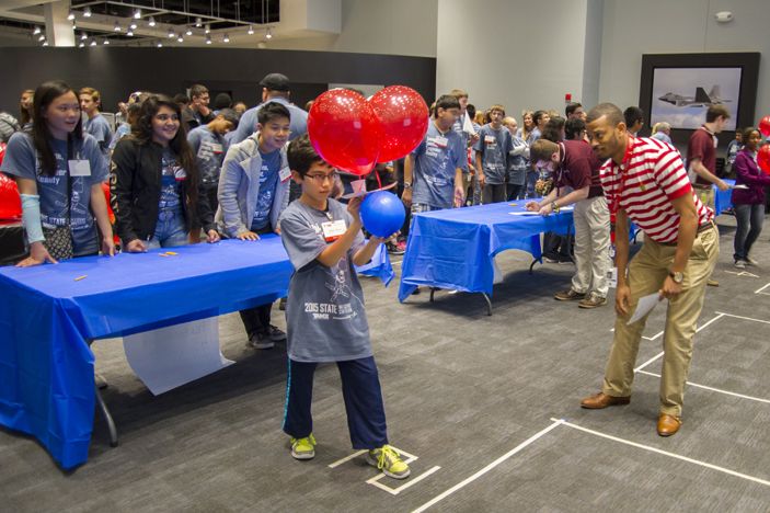 6th Grade TAME Student Ethan Garcia Launches Airship in Engineering Design Challenge at State Math and Science Competition, While Lockheed Martin Engineer Judges 